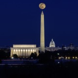 Snow Moon rising over Washington Monument