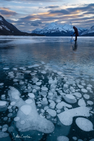 Photographing bubbles during the blue hour