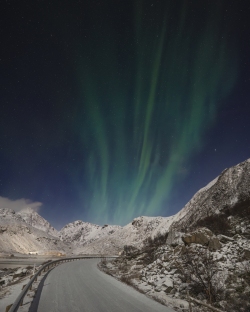 Aurora over the road at Vik