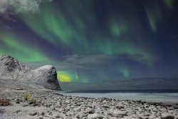 Aurora over Unstad Beach