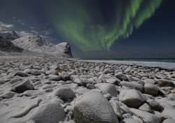 Aurora over Unstad Beach