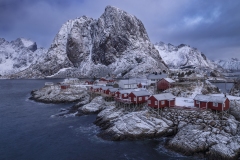 Iconic red rorbu in Hamnoy